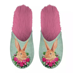Merkloos Pantoffel Konijn Groen / Roze
