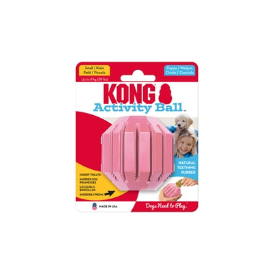 Kong Puppy Activity Rubber Bal Roze Of Lichtblauw Assorti