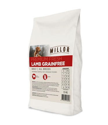 Graanvrije hondenbrokken met lam van Millor Premium in 15 kg zak