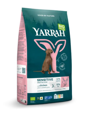 Yarrah Sensitive Kip Brokken biologische hondenbrokken voor gevoelige honden zonder toegevoegde suiker