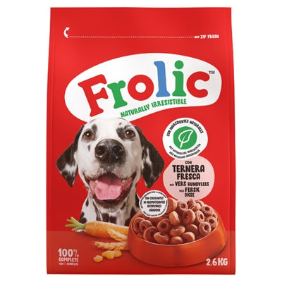 Frolic Droog Met Rundvlees complete hondenvoeding met vers rundvlees