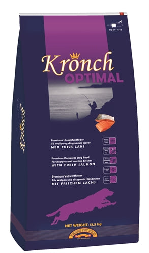 Kronch Optimal Puppy Zalm puppyvoer met Noorse zalm voor gezonde groei en een sterke ontwikkeling van jonge honden